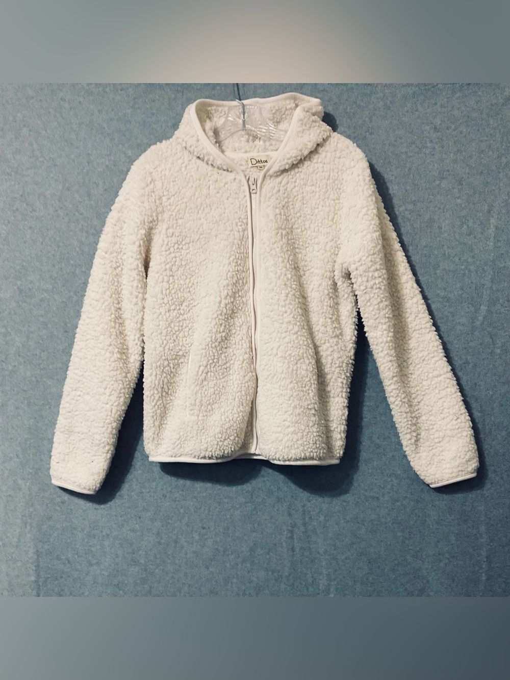 Dittos Women Full zipper Sherpa Hoodie Jacket Sz M Teddy Fleece Soft Texture